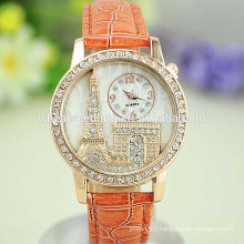 2015 new women PU leather dress wristwatches vintage quartz Eiffel Tower women watch for ladies